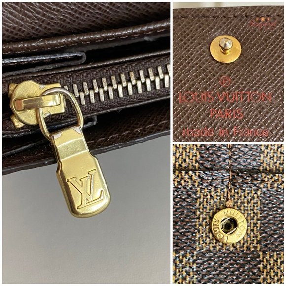 Authentic Louis Vuitton Vintage Damier Ebene Coated Canvas Leather Sarah Long Wa - Picture 8 of 12